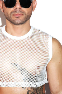 Core Extreme Mesh Crop Tank-White