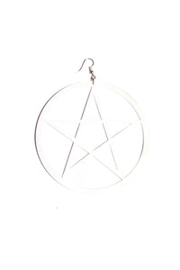 Pentagram Mega Single Earring- White