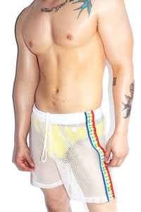 Pride Mesh Athletic Shorts-White