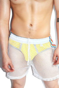 Pride Mesh Athletic Shorts-White