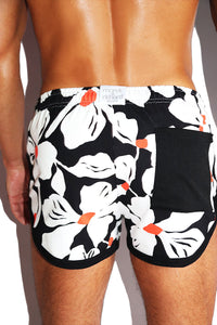 Newport Floral Running Shorts- Black