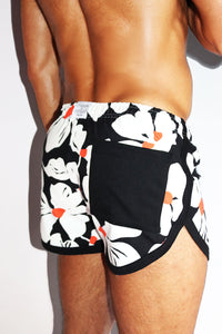 Newport Floral Running Shorts- Black