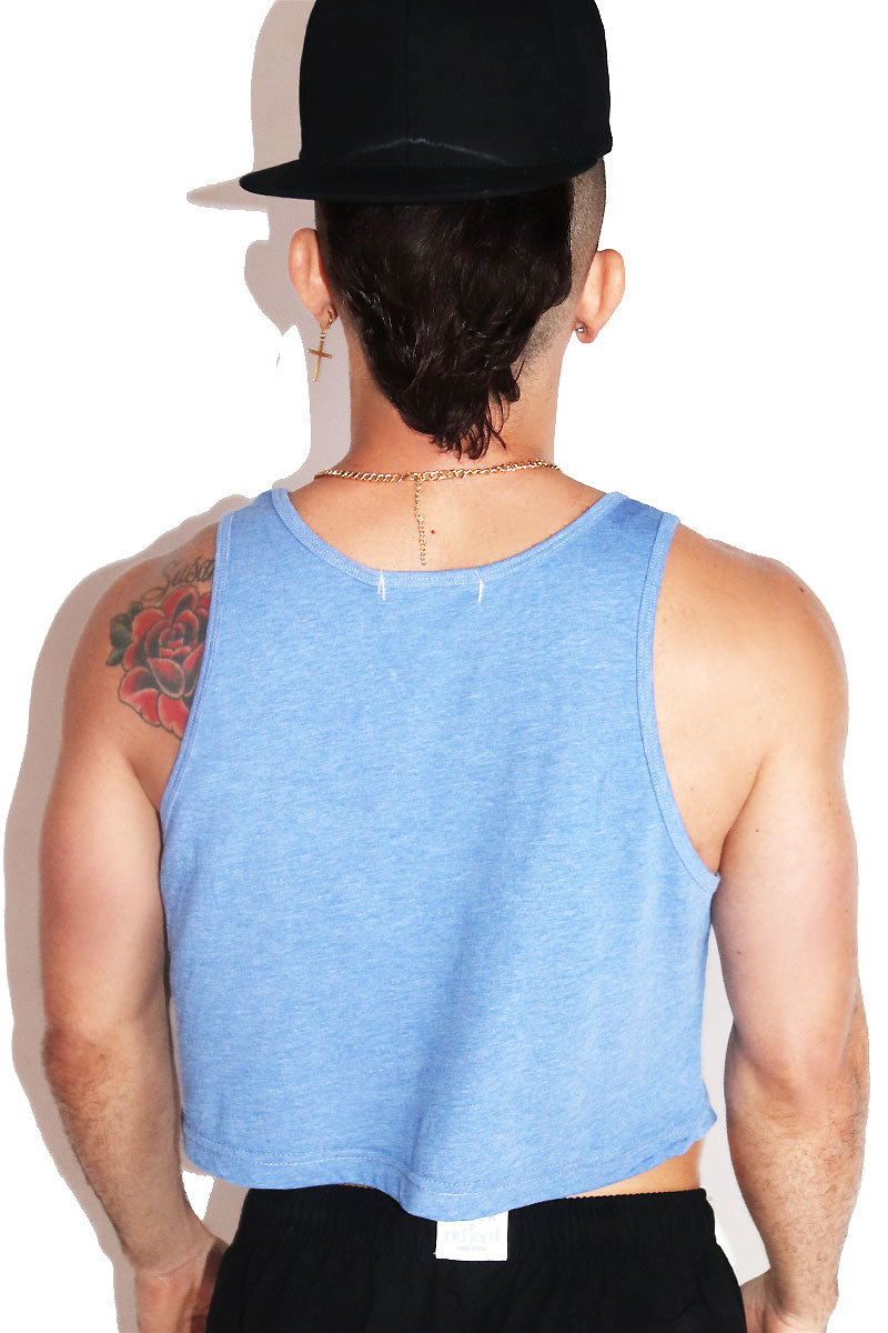 Wide Open Waters Crop Racerback Tank- Light Blue