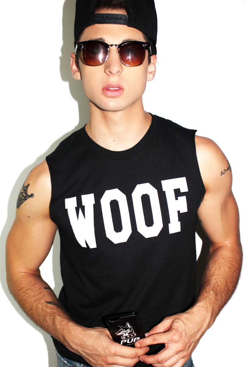 Woof Sleeveless Tee- Black