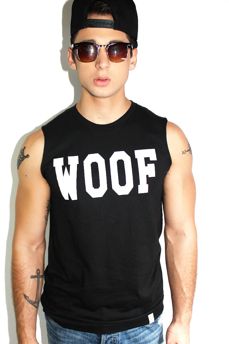 Woof Sleeveless Tee- Black