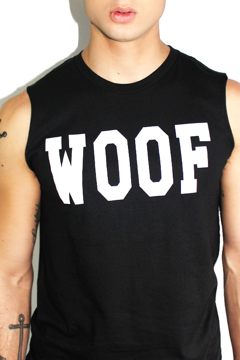 Woof Sleeveless Tee- Black