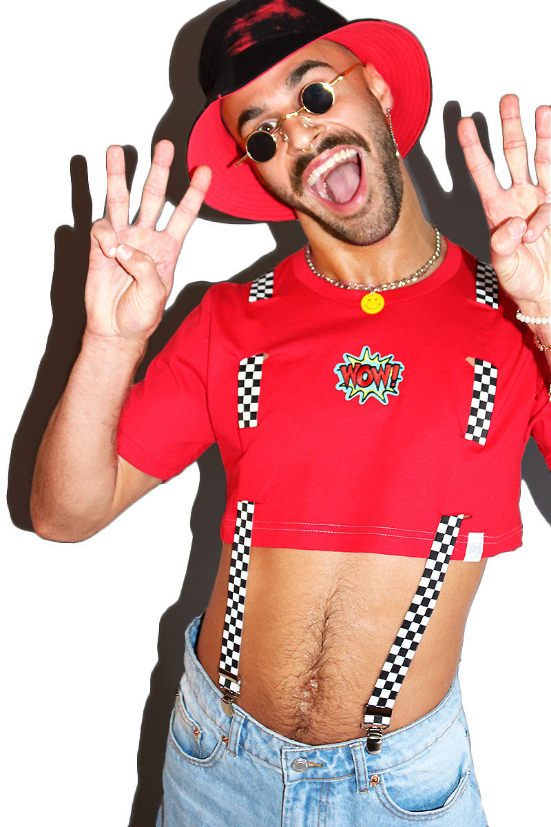 Wow Garter Extreme Crop Tee-Red