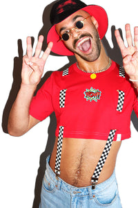 Wow Garter Extreme Crop Tee-Red