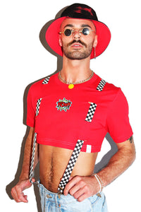 Wow Garter Extreme Crop Tee-Red