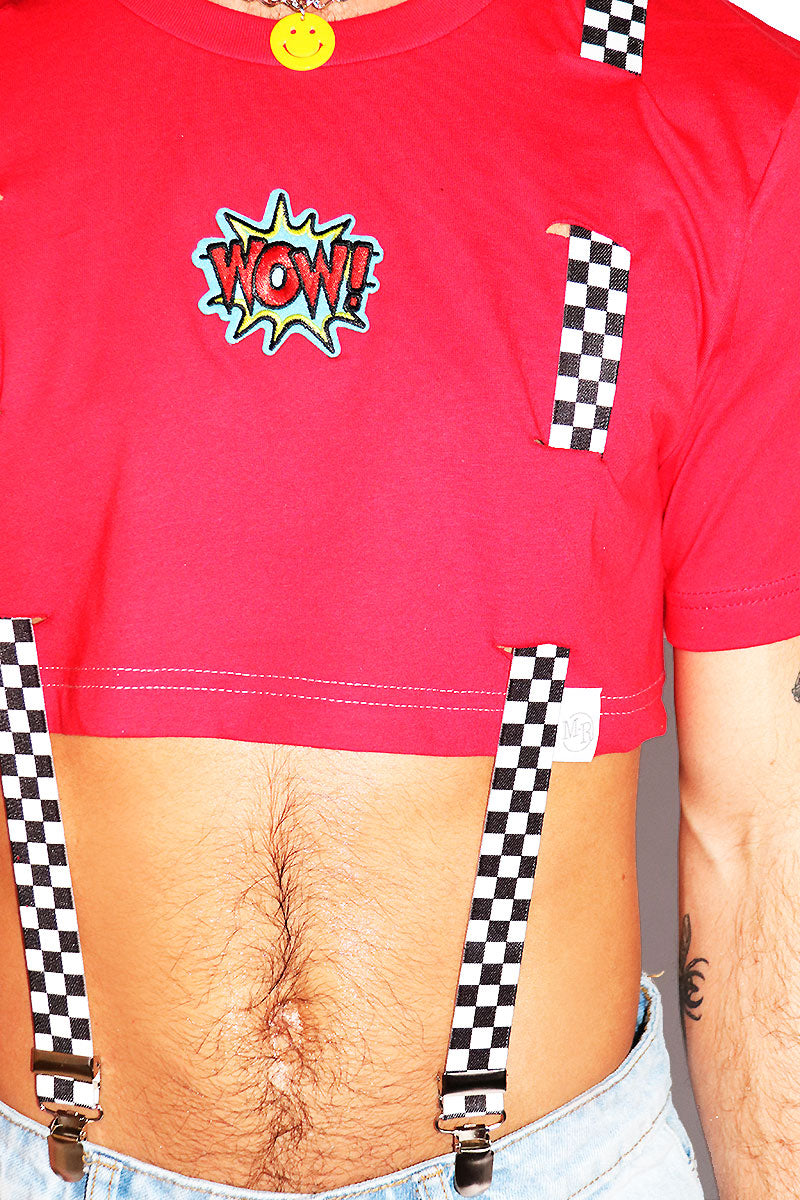 Wow Garter Extreme Crop Tee-Red Marek+Richard Wow Garter Extreme Crop Tee-Red Marek+Richard