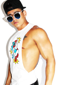 Wrestling Match Low Arm Shredder Tank- White