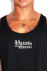 Yaaas Queen Crop Racerback Tank-Black