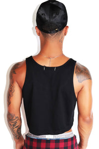 Yaaas Queen Crop Racerback Tank-Black
