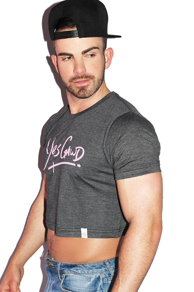 Yes Gawd Crop Tee- Charcoal
