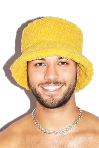 Furry Bucket Hat - Yellow