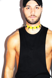 Underworld Downward Spikes Collar Choker - Yellow