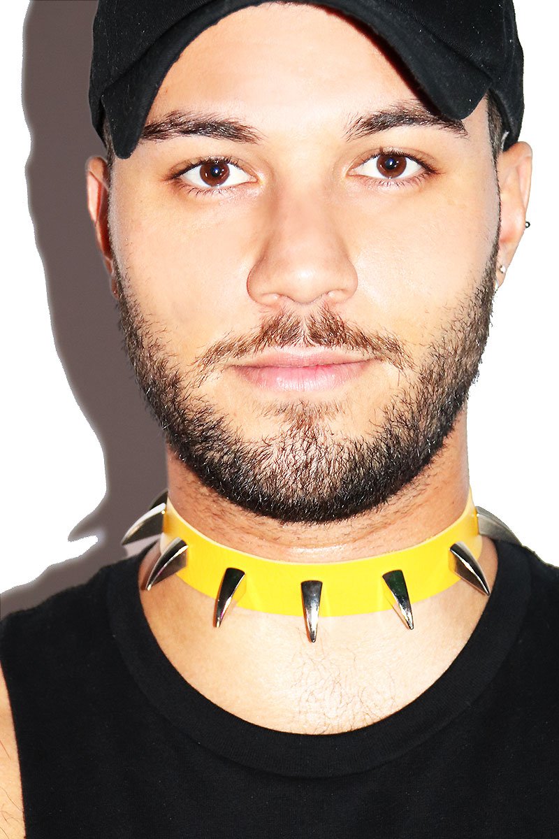 Underworld Downward Spikes Collar Choker - Yellow