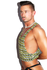 Animal Instinct Crop Racerback Tank- Yellow