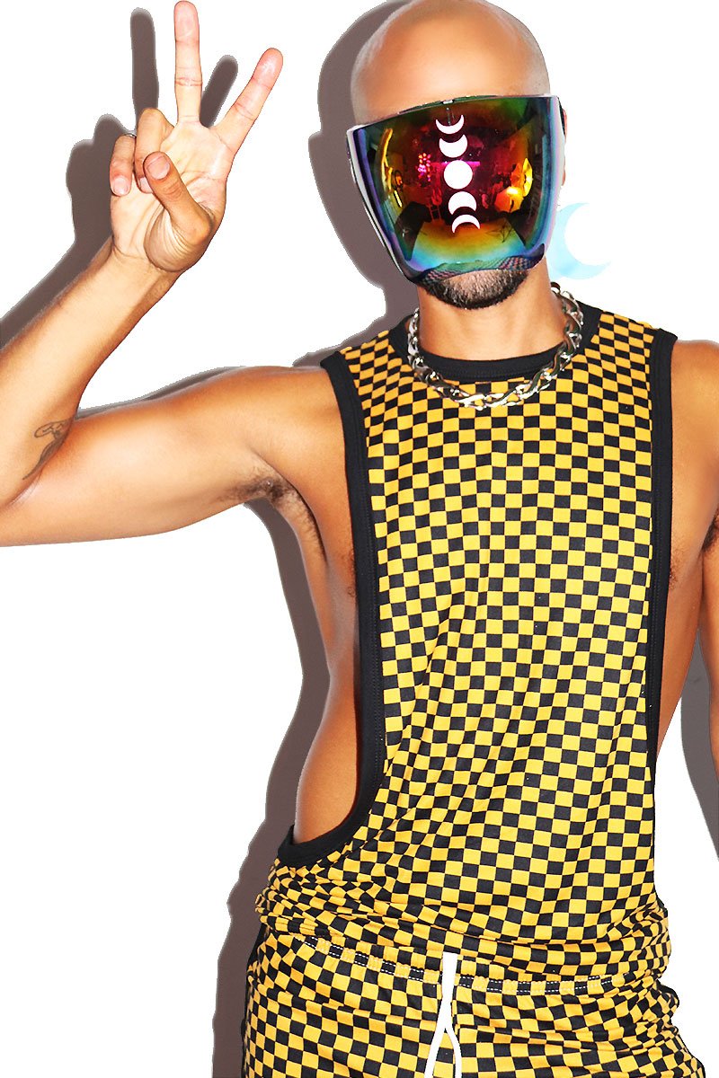 Checkerboard Low Arm Tank- Yellow