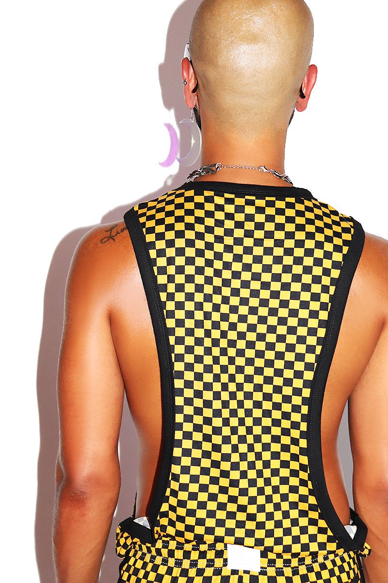 Checkerboard Low Arm Tank- Yellow