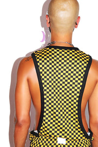 Checkerboard Low Arm Tank- Yellow