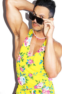 Daytona Beach  Floral String Tank- Yellow