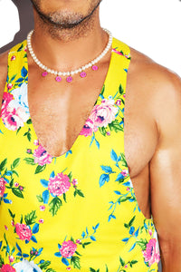 Daytona Beach  Floral String Tank- Yellow