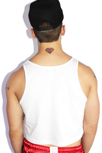 Young  & Thorny Crop Racerback Tank- White