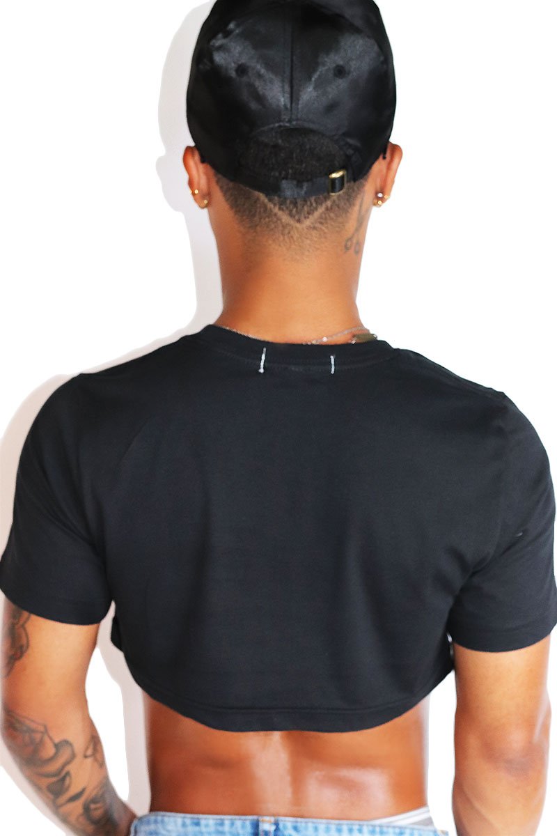 Your Dad Says Hi Extreme Crop Tee-Black