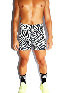 Zebra Print All Over Biker Shorts- Black