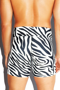 Zebra Print All Over Biker Shorts- Black