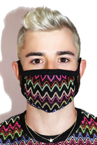 Retro Chevron Face Mask- Black
