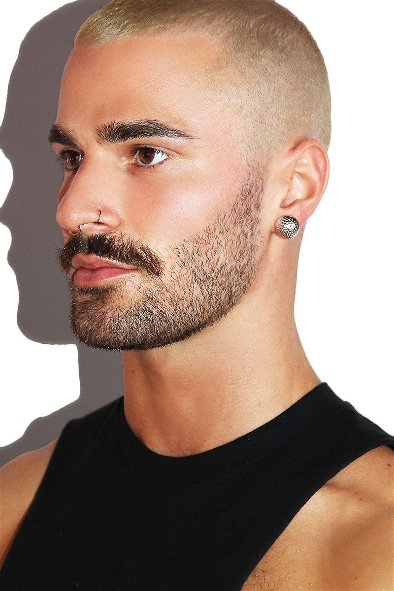 Hammer Dome Stud Single Earring - Silver