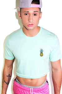 Pineapple Patch Crop Tee-Mint Green