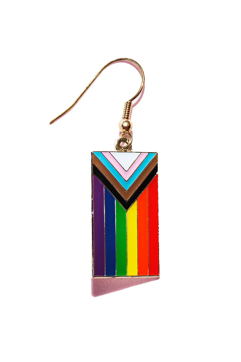 All Inclusive Pride Flag Single Earring- Gold