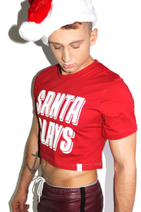 Santa Slays Crop Tee-Red