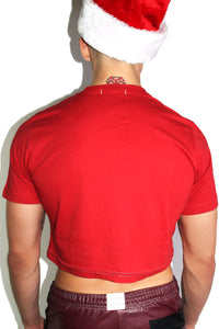 Santa Slays Crop Tee-Red