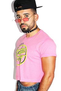 Scared Stiff Crop Tee-Neon Pink