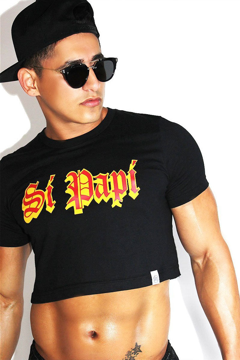 Si Papi Crop Tee- Black