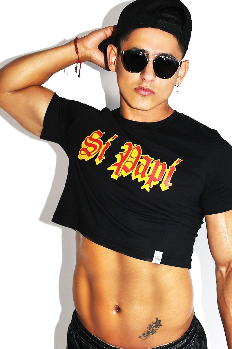 Si Papi Crop Tee- Black