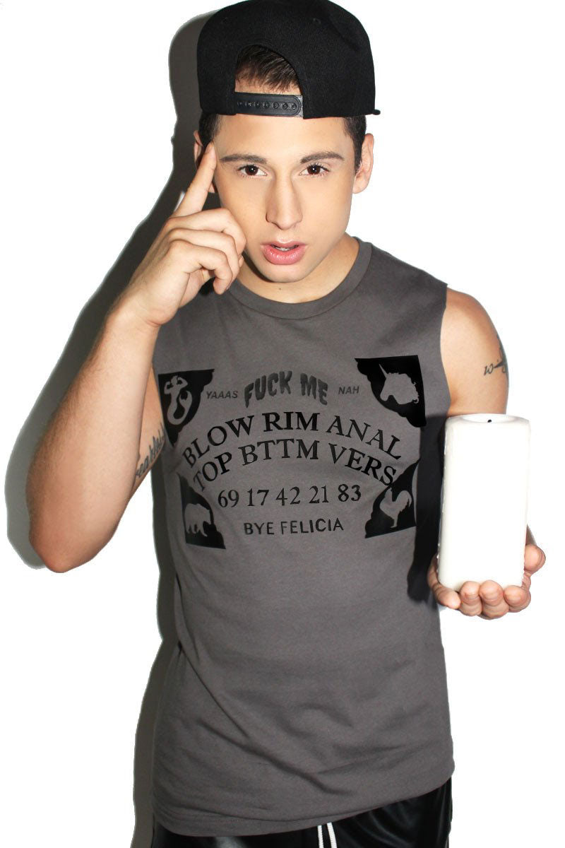Sexy Spirit Board Sleeveless Tee-Asphalt Grey