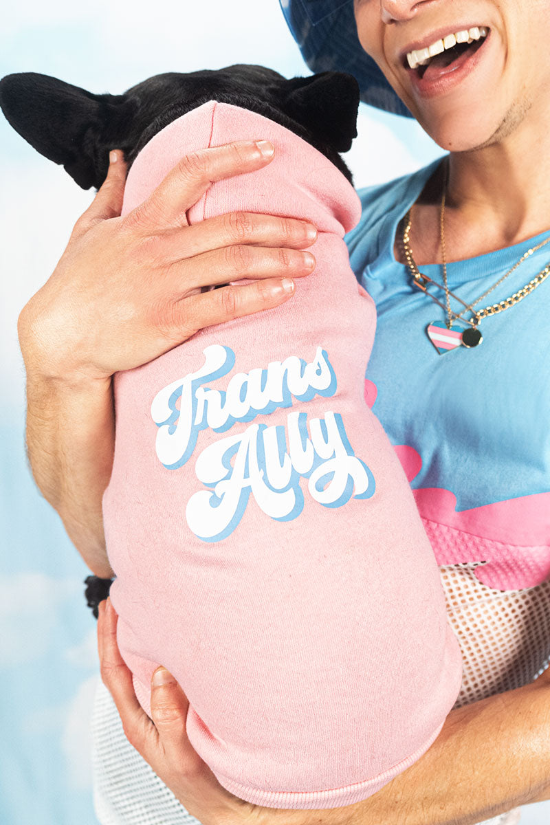 Trans Ally Dog Hoodie - Pink