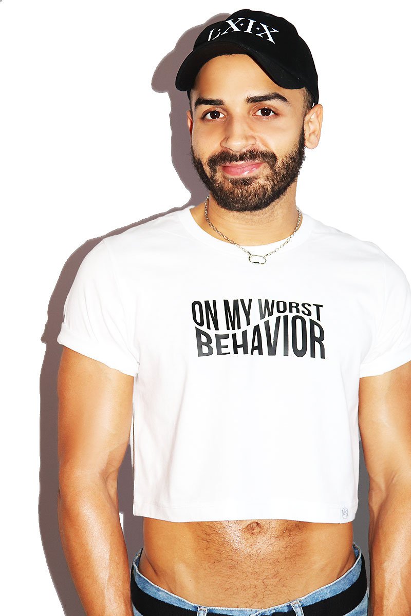 Worst Behavior Crop Tee-White