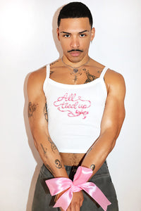 All Tied Up Cami Baby Tank-White