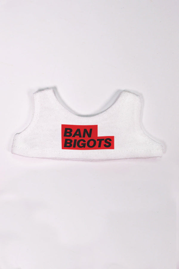 Ban Bigots Fashion Figure Crop Tank in White