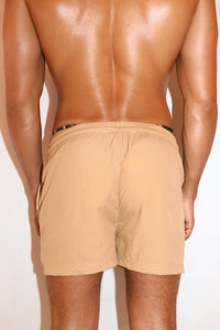 Pool Party Beach Ball Print Board Shorts - Tan