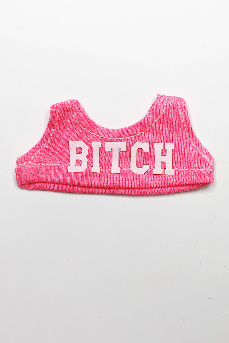 Bitch Monster Doll Crop Tank- Neon Pink