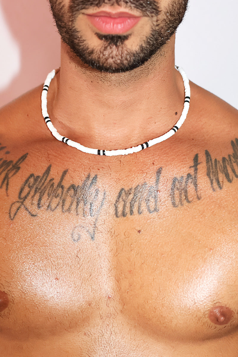 Palm Society Beaded Pearl Necklace - Black