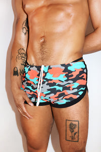Neon Camo Shorty Shorts- Blue