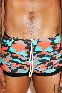Neon Camo Shorty Shorts- Blue